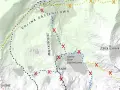 Mapa Tatr z zaznaczonymi czerwonymi krzyżykami, wskazującymi na **zamknięte szlaki Tatry**. Widoczne nazwy: Dolina Gąsienicowa, Mały Kościelec, Czarny Staw Gąsienicowy.