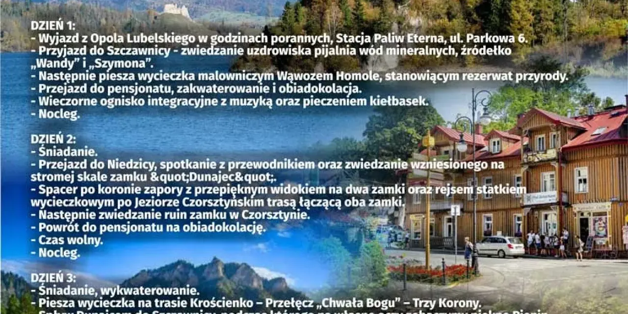 Atrakcje Szczawnica i okolice: wycieczka do Wąwozu Homole, zamków w Niedzicy i Czorsztynie, spływ Dunajcem.
