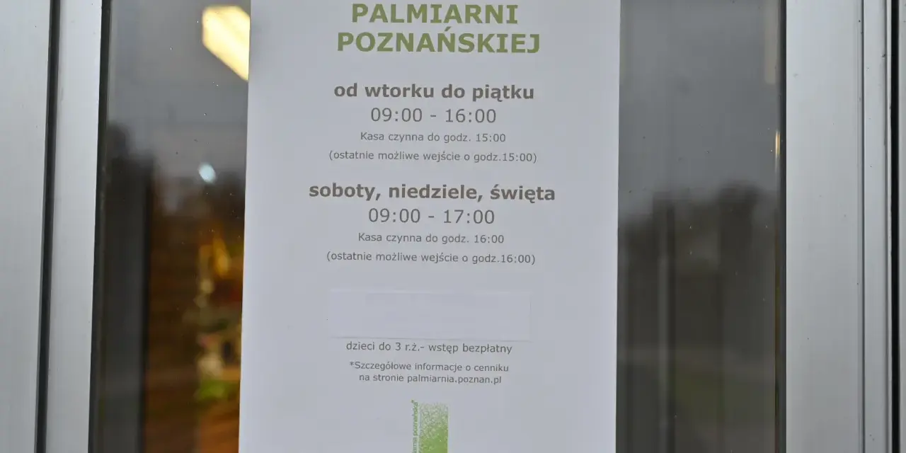 Godziny otwarcia Palmiarni Poznańskiej: wt-pt 9-16, sb-nd, święta 9-17. Sprawdź ceny biletów na stronie.