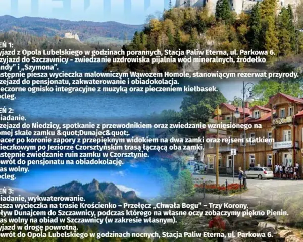 Atrakcje Szczawnica i okolice: wycieczka do Wąwozu Homole, zamków w Niedzicy i Czorsztynie, spływ Dunajcem.