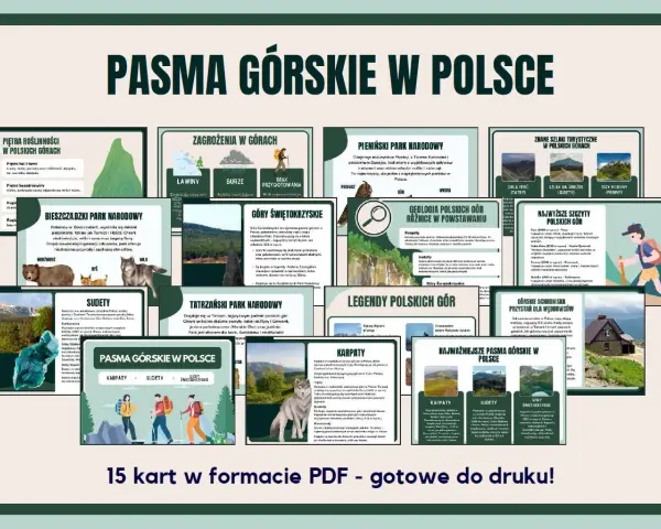 Mapa pasma górskie w Polsce dla dzieci. Poznaj Karpaty, Sudety i Góry Świętokrzyskie.